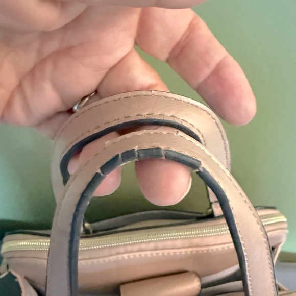 Nicole by Nicole Miller Light Pink Embossed Rose Top Handle Satchel - Picture 6 of 10